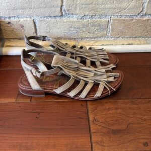 Sam Edelman Fringe Tan Suede Sandals